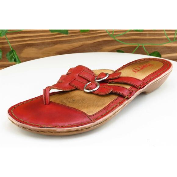 Born Sz 6 M Red Slide Leather Women Sandals‎ - Picture 1 of 7
